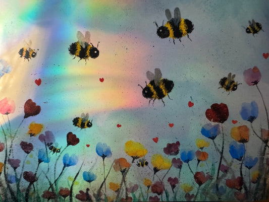 Holographic Bee Garden Print A4 – Art Print