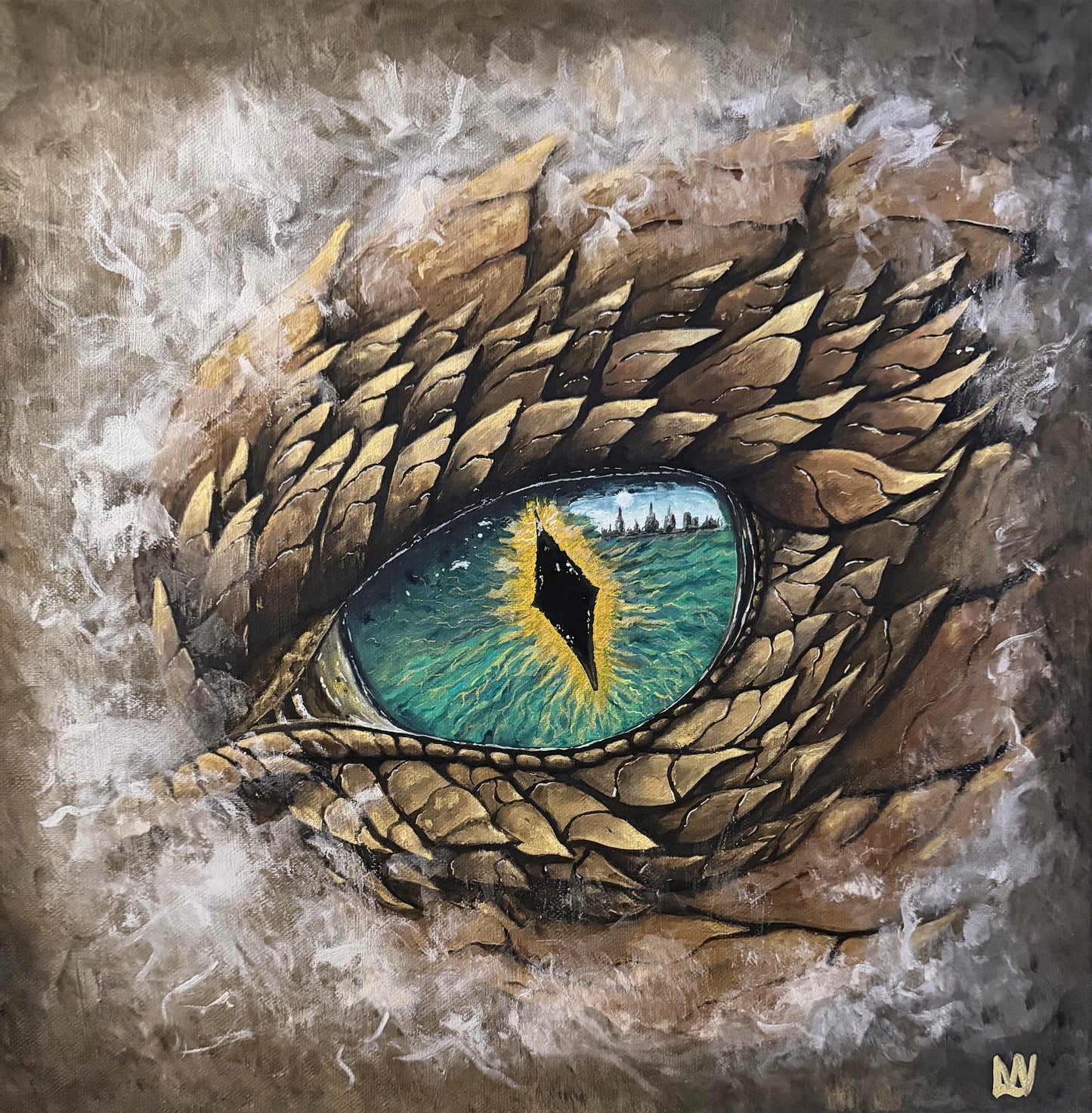 ‘Watching’ original canvas art painting 40x40cm