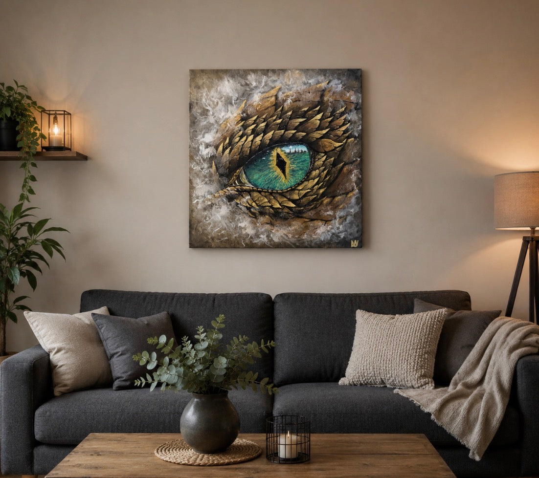 ‘Watching’ original canvas art painting 40x40cm