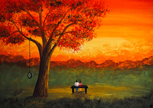 ‘Evening reflections’ A3 landscape original painting artwork